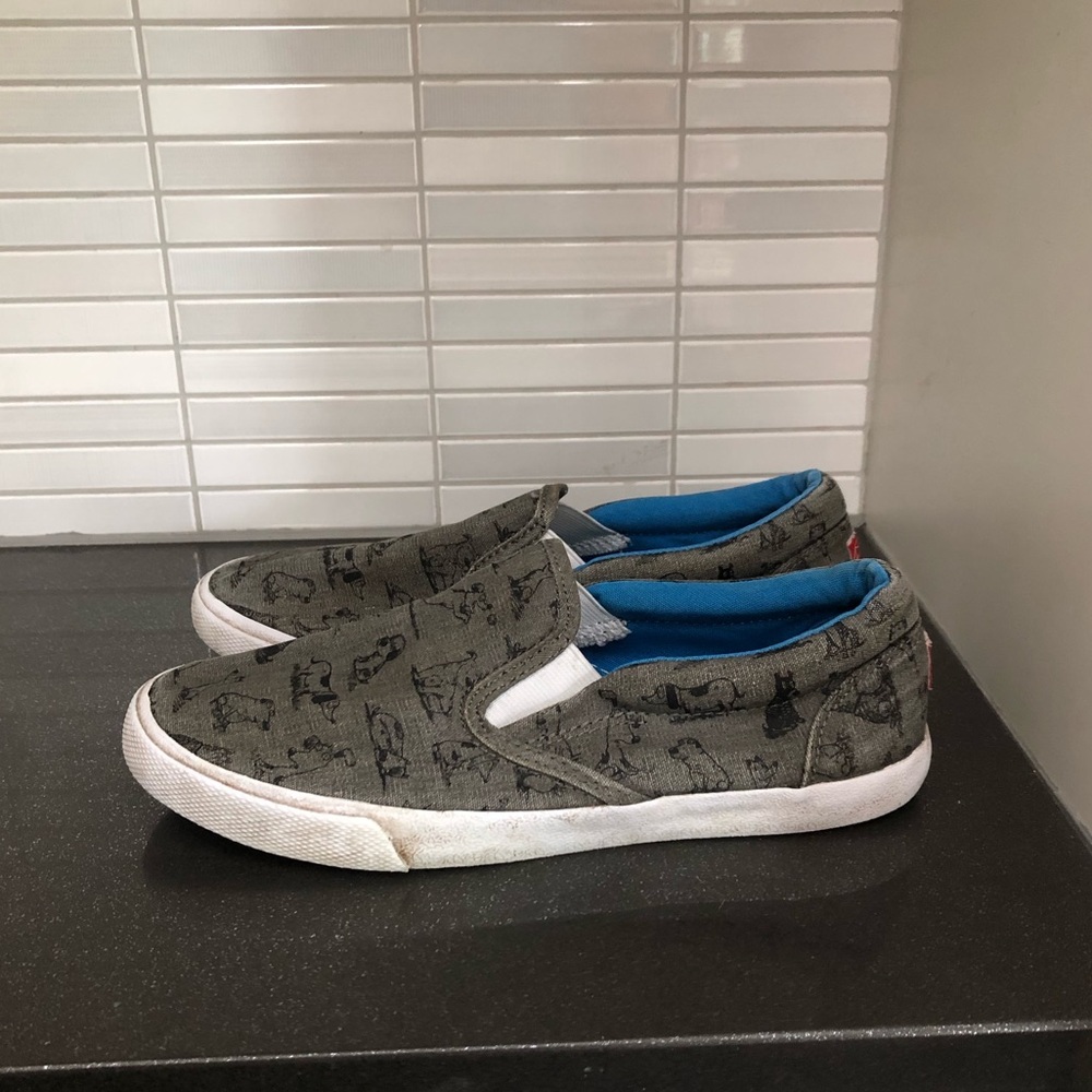 Bucket Feet youth dog print slip on sneakers